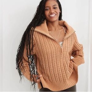 Aerie Warm Brown Cowl Neck Sweater